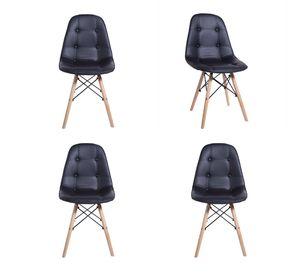 Pack 4 sillas Eames acolchada negra