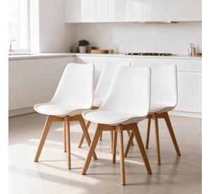 Pack 4 Sillas Eames Tulip Acolchadas Blancas