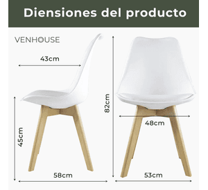 Pack 4 Sillas Eames Tulip Acolchadas Blancas