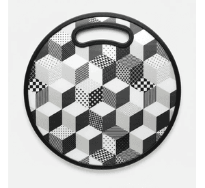 Tabla De Picar Plastica Redonda 30cm Estampado Geometrico