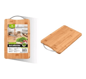 Tabla Para Cortar De Cocina Bambú Firme + Mango Metálico Lisa Marrón Claro