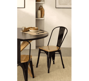 Silla Tolix con Asiento de Madera