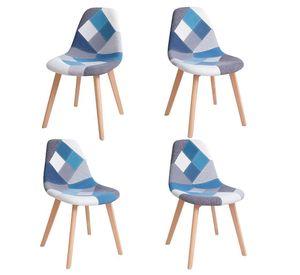 Pack 4 unidades Silla Eames patchwork azul