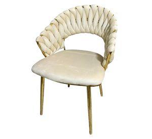 Poltrona de Terciopelo Beige Acolchada Estilo Glam