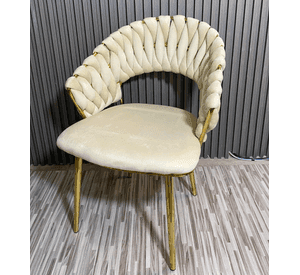 Poltrona de Terciopelo Beige Acolchada Estilo Glam