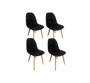 Pack 4 Sillas Capitone tapizado lino con pata madera