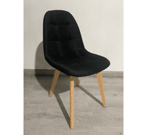 Pack 4 Sillas Capitone tapizado lino con pata madera