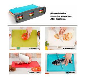 Tablas Para Picar Utensilio Cocina Con Base Colores 4 Piezas Lisa
