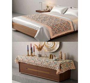 Piecera de Cama Estilo Bohemio con Encaje - Multiuso 80x200 cm m1