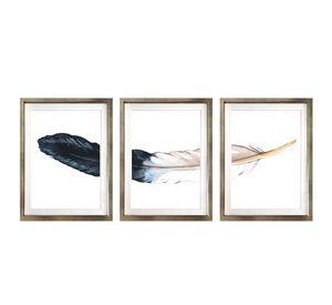 Triptico Pluma 120X50 Marco Plateado