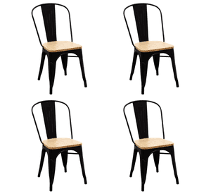 Pack 4 Sillas De Metal Tolix Asiento de Madera