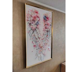 Cuadro Alas Angel Florales Diamond Marco Dorado 120x70x3cm