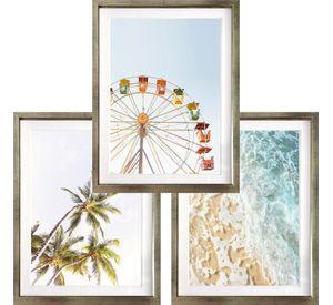 Set 3 Cuadros Paradise 30X40 Marco Plateado