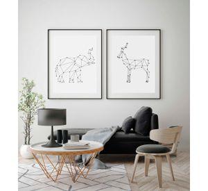 Set 4 Cuadros Negro Animales Constelación 40X40