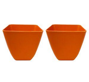 Set 2 maceteros Biodegradable Bamboo cuadrado naranjo