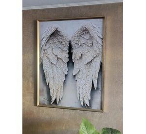 Cuadro Alas Angel, Pintura Diamond Marco Dorado 90x70x3cm