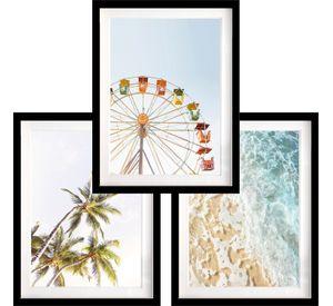 Set 3 Cuadros Paradise 40x50 Marco Negro