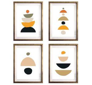 Set 4 Cuadros SCL/BCN 40x50 Marco Dorado