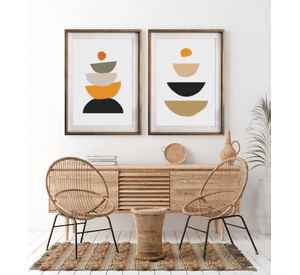 Set 4 Cuadros SCL/BCN 40x50 Marco Dorado