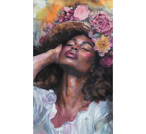 Cuadro Canvas Imagen Afro Floreado en lienzo 85x55 cm