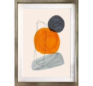 Set 4 Cuadros Mid Century 40X50 Marco Plateado