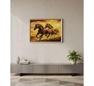 Cuadro Decorativo Escena Caballos Marco Adorno Hogar Jhn
