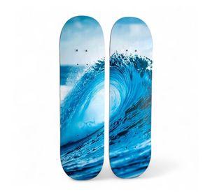 Set Cuadros Mural Tabla Skate Ola De Mar