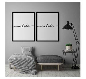 Set 2 Cuadros Inhale-Exhale Negro 30X40