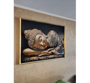 Cuadro Buda Acostado, Pintura Diamond Marco Dorado 90x70x3cm
