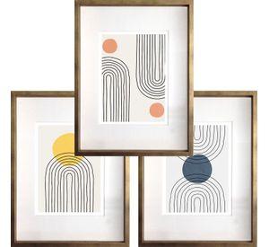Set 3 Cuadros Tiki 40x50 Marco Dorado
