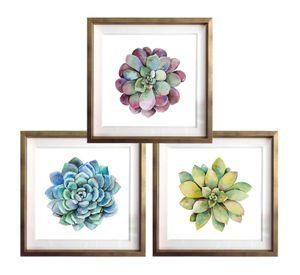 Set 3 Cuadros Dorado Suculentas 30X30