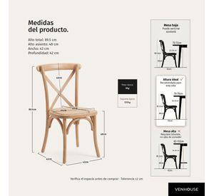 Pack 2 Sillas Comedor Madera Ratán Apilables Crossback Natural