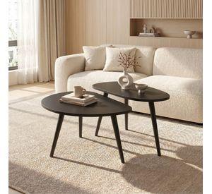 Juego Mesa De Centro Living Adriana Minimalista Convertible Negro