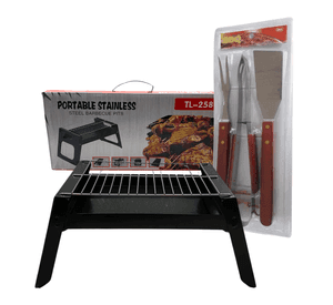 Parrilla Portable Stainless Al Aire Libre + Set De Utensilios (Obsequio)