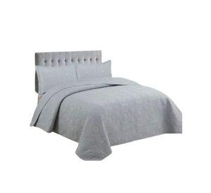 Cubrecama Quilt Verano 2 Plazas Gris diseño Hexagonal CS016