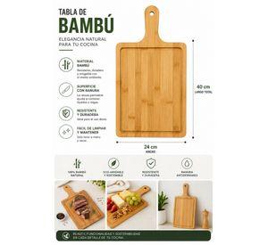 Tabla Cuadrada de Bamb con Mango Ideal para Cortar Servir y Presentar Aperitivos