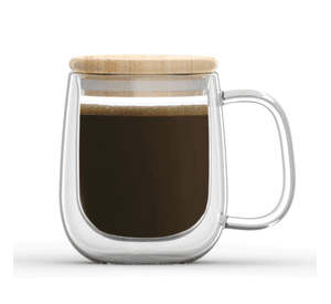 Taza Transparente Vidrio + Tapa Hermética 350ml