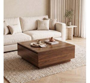 Mesa De Centro Para Living Minimalista Con Cajones Oculto Marrón