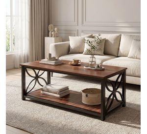 Mesa De Centro Minimalista Con Cubierta De Melamina 100x50cm Marrón Oscuro