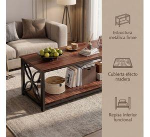 Mesa De Centro Minimalista Con Cubierta De Melamina 100x50cm Marrón Oscuro