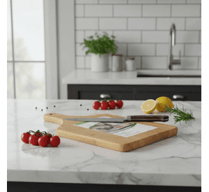 Tabla De Bambu Para Pizza Picar Y Servir Con Mango 40x24cm