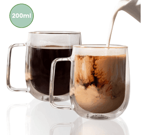 Pack 2 Tazas Transparente Vidrio Café Té Multiuso 200ml
