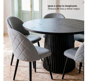Pack 4 Sillas de Comedor Tapizadas Acolchadas Metal Modernas Sora Gris