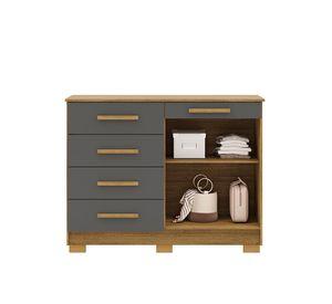 COMODA AMERICANA 5 CAJONES 2 PUERTAS GRIS