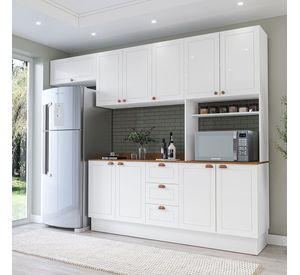 KIT COCINA MODULAR PEROLA VEKKAHOME 10 PUERTAS 3 CAJONES BLANCA