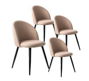 Pack 4 Sillas de Comedor Tapizadas Acolchadas Metal Modernas Sora Beige