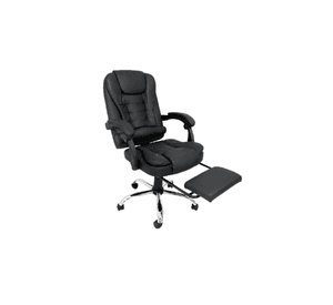 Silla de Escritorio Ergonomica Rex Ecocuero Negro Reclinable con Apoyapies