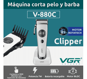 VGR V 880C Maquina Cortapelo Profesional 7200RPM Blanco