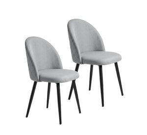 Pack 2 Sillas de Comedor Tapizadas Acolchadas Metal Modernas Sora Gris