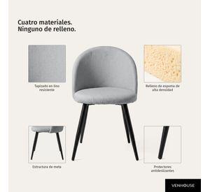 Pack 2 Sillas de Comedor Tapizadas Acolchadas Metal Modernas Sora Gris